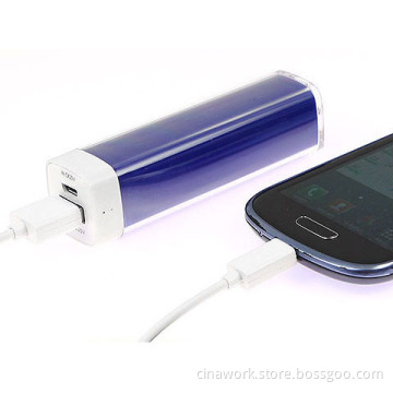 2200mAh 2600mAh Premium Plastic Portable Charger Lipstick-Sized External Battery Power Bank